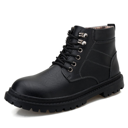 Men's Autumn Leisure Tooling Middle Tube Non-slip Wear-resistant Leather Boots