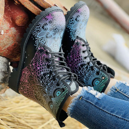 Plus Size Women's Printed Multi-color Printed Martin Boots