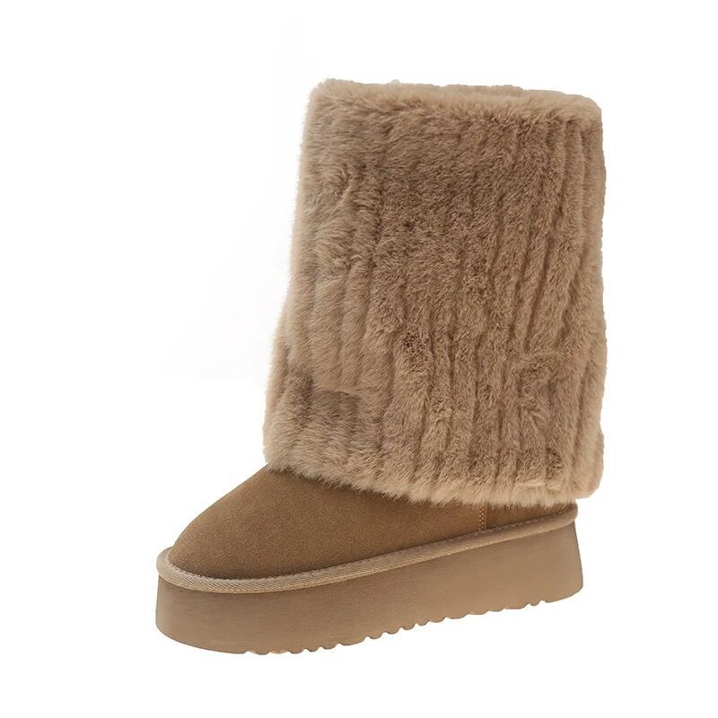 Niche Platform Fur Boots Comfortable Velvet