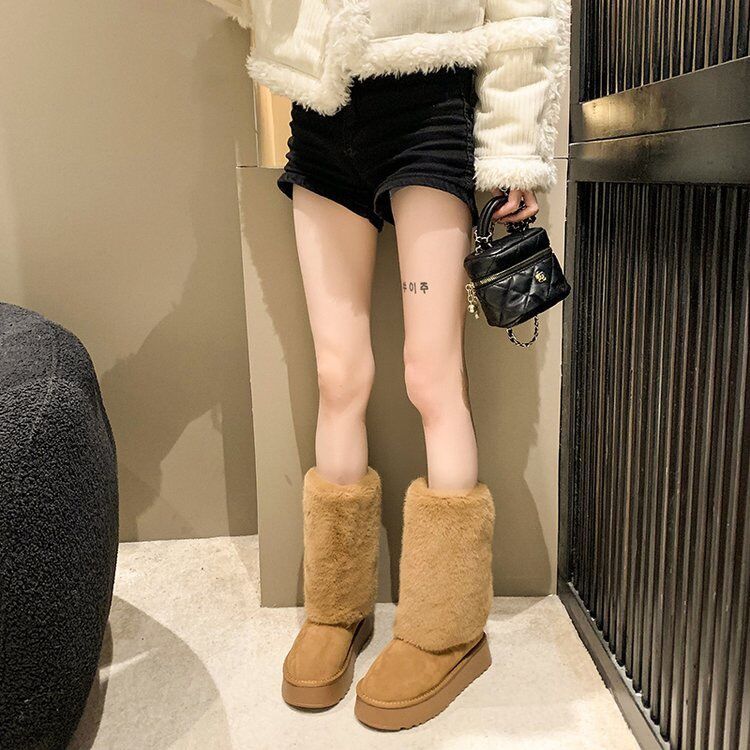 Niche Platform Fur Boots Comfortable Velvet