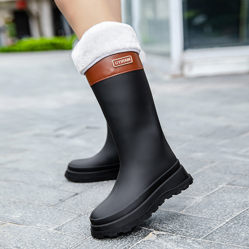 New High Tube Stylish Rain Boots Outdoor Waterproof